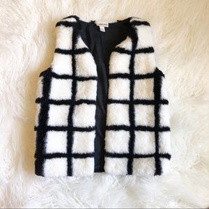 Cherokee Girls Fuzzy Plaid Vest